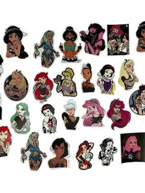 26 pc tattooed princess waterproof vinyl sticker lot